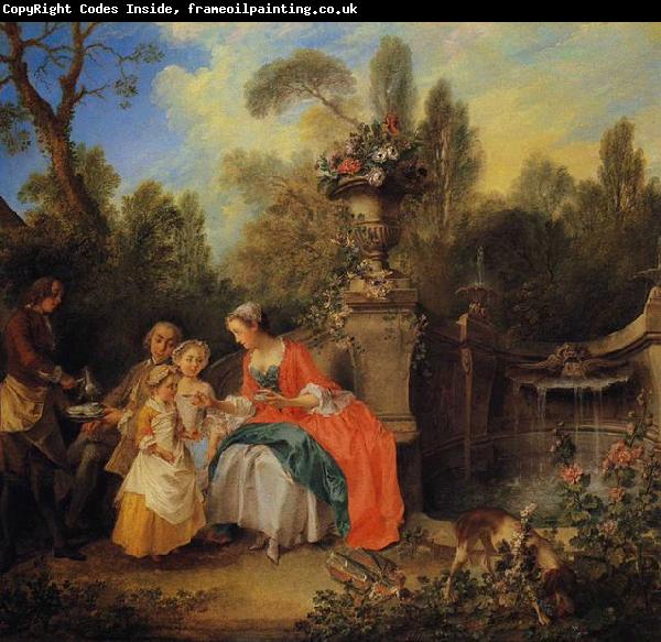 Nicolas Lancret A Lady and Gentleman Taking Coffee with Children in a Garden